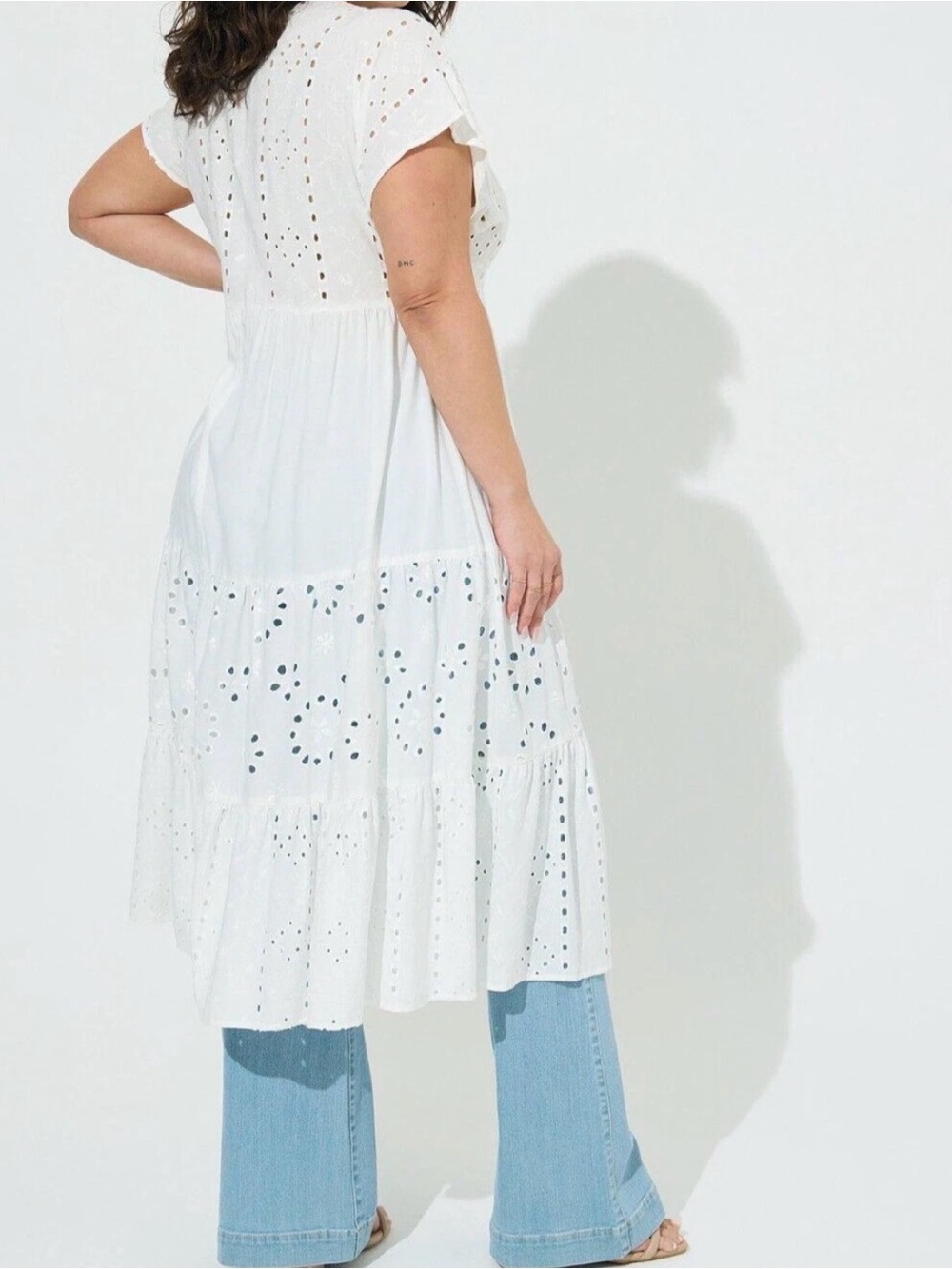 torrid White Eyelet Tiered Midi Dress